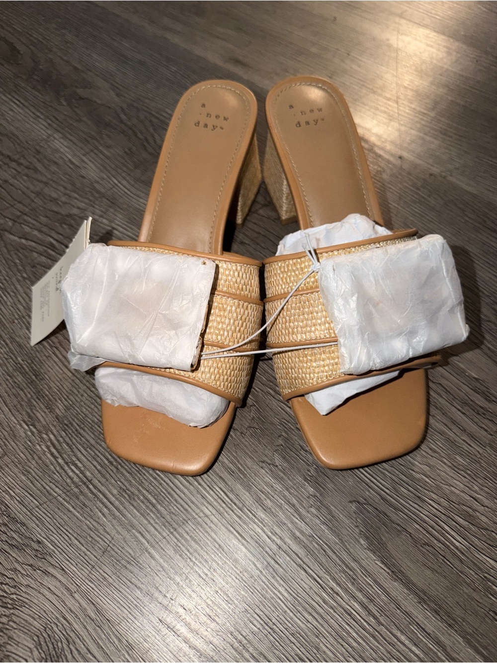 A New Day Raffia Block Heels Size 8
